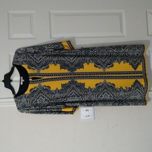 Sandra Darren women's plus size 16w yellow Midi Shift Dress, Office, Career.